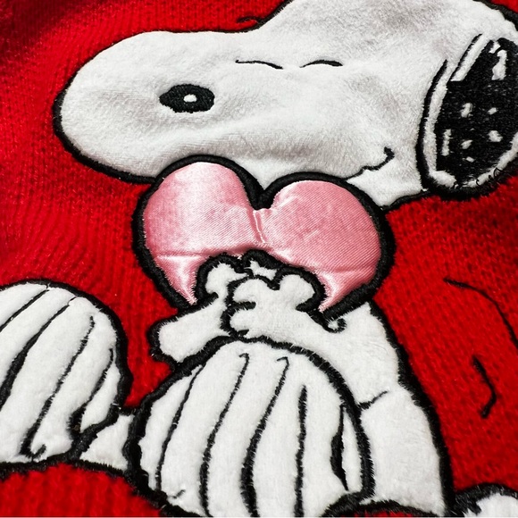 Peanuts Snoopy Valentine's Day Heart Checkerboard Cardigan red pink  NWT medium - Picture 8 of 12